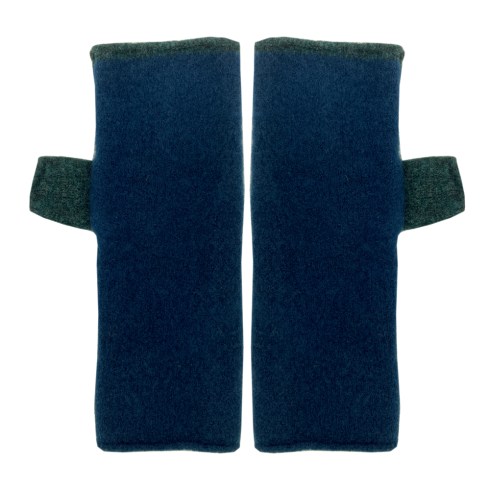 plain gloves indigo blue with dark teal trim and thumb